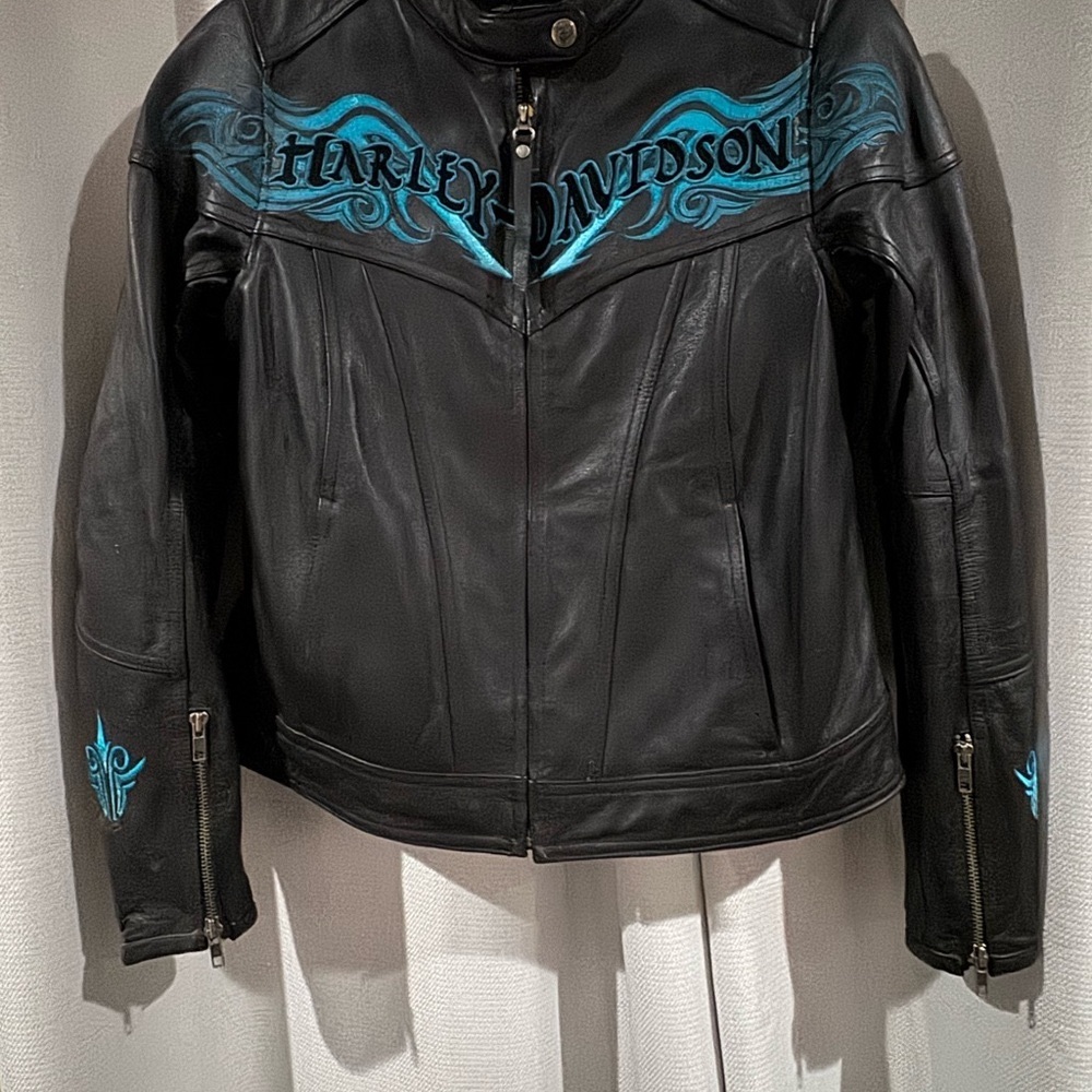 Harley-Davidson Black Jacket with Teal Details
